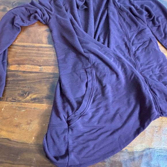 Athleta Womens Pranayama Wrap Cardigan Purple Modal Stretch Open Front Small - Picture 5 of 6